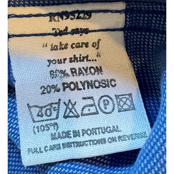 Ted Baker Shirt Mens Size Small Blue Long Sleeve Point Collar Button Up Front - Picture 8 of 9